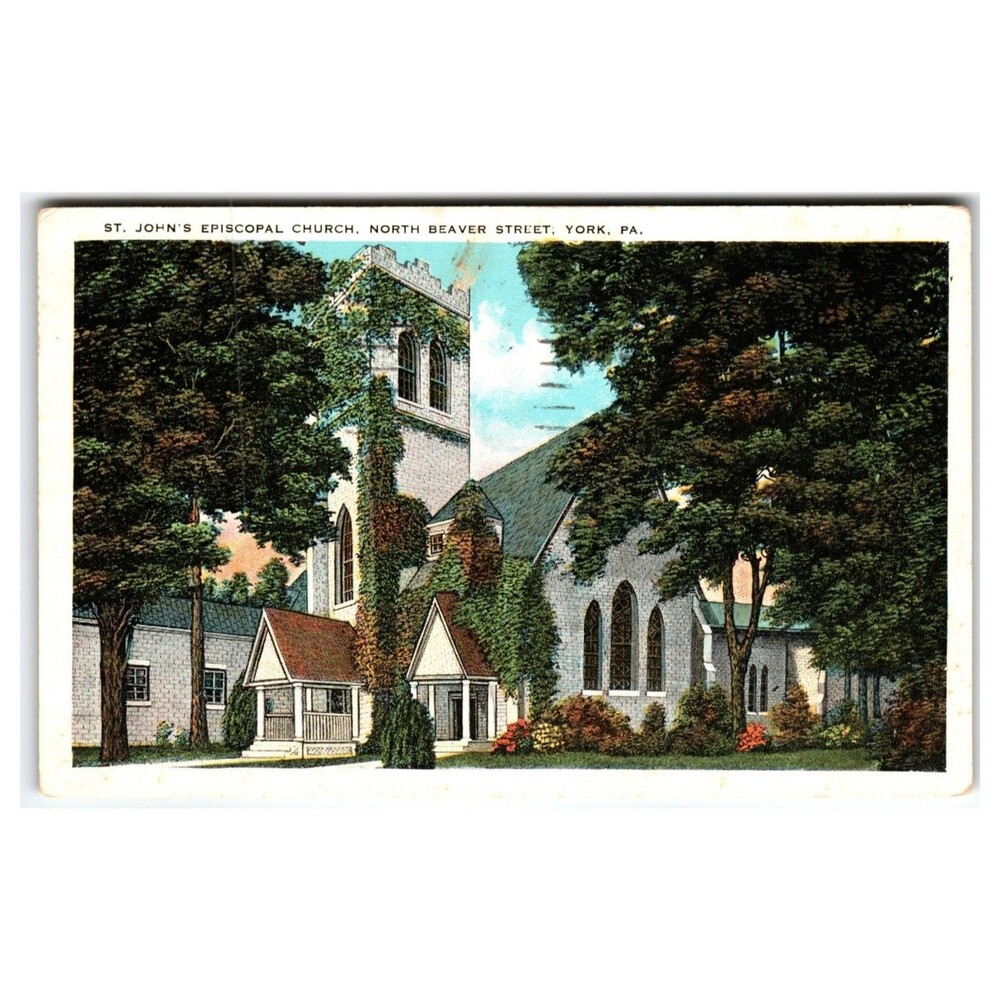 1913 St. John's Episcopal Church York PA White Border Postcard